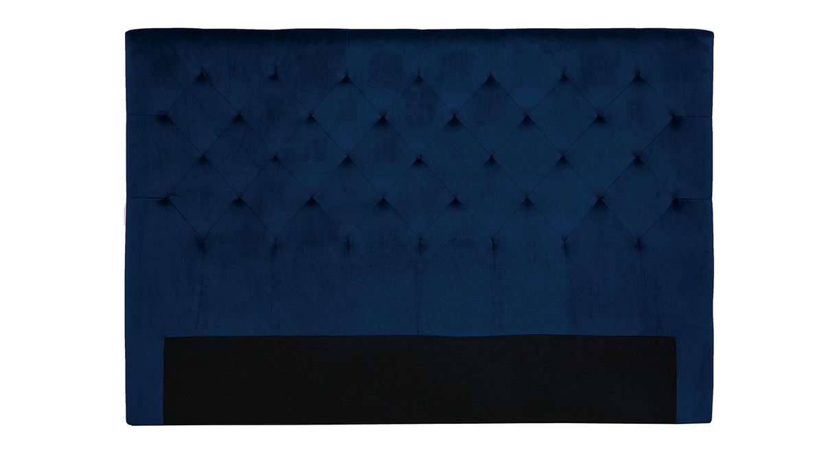 Tête de lit capitonnée en tissu velours bleu nuit L160 cm ENGUERRAND
