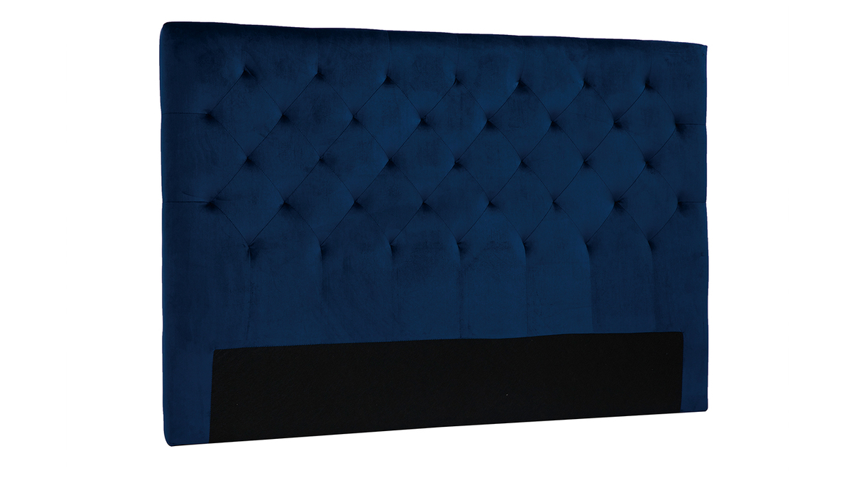 Tête de lit capitonnée en tissu velours bleu nuit L160 cm ENGUERRAND