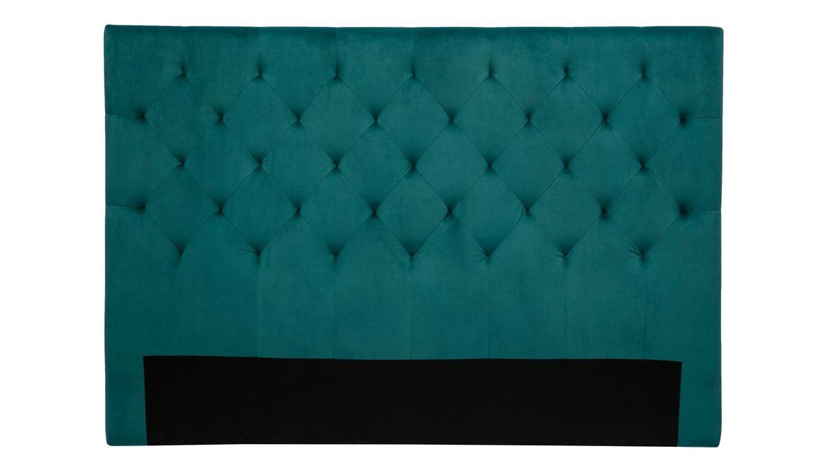 Tête de lit capitonnée en tissu velours bleu pétrole L160 cm ENGUERRAND