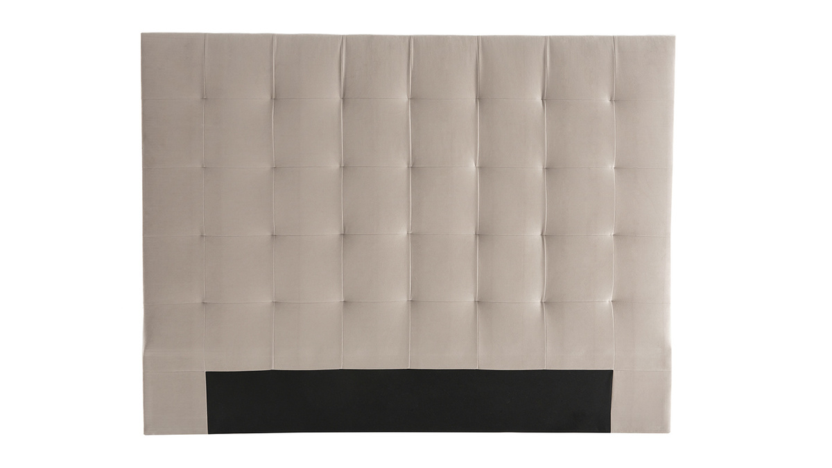 Tête de lit capitonnée en tissu velours taupe L160 cm HALCIONA