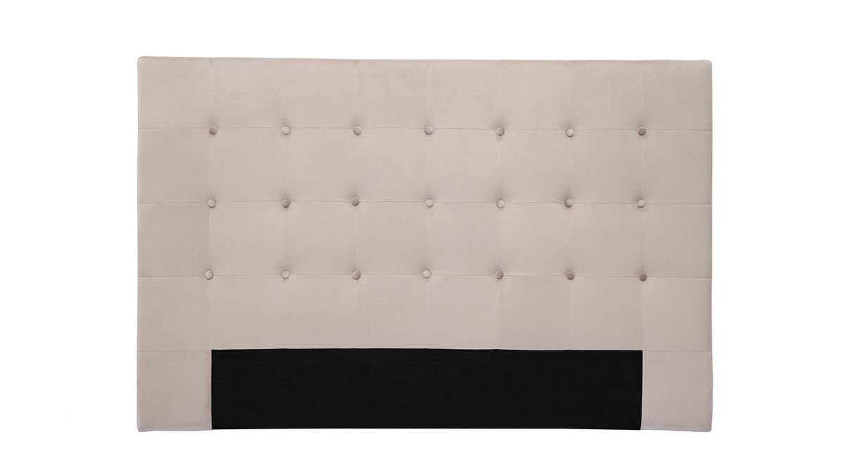 Tête De Lit Capitonnée En Velours Paris Prix Amor, 140 Cm, Couleur Taupe, Bois, Dimensions 140x122x8 Cm, Neuve