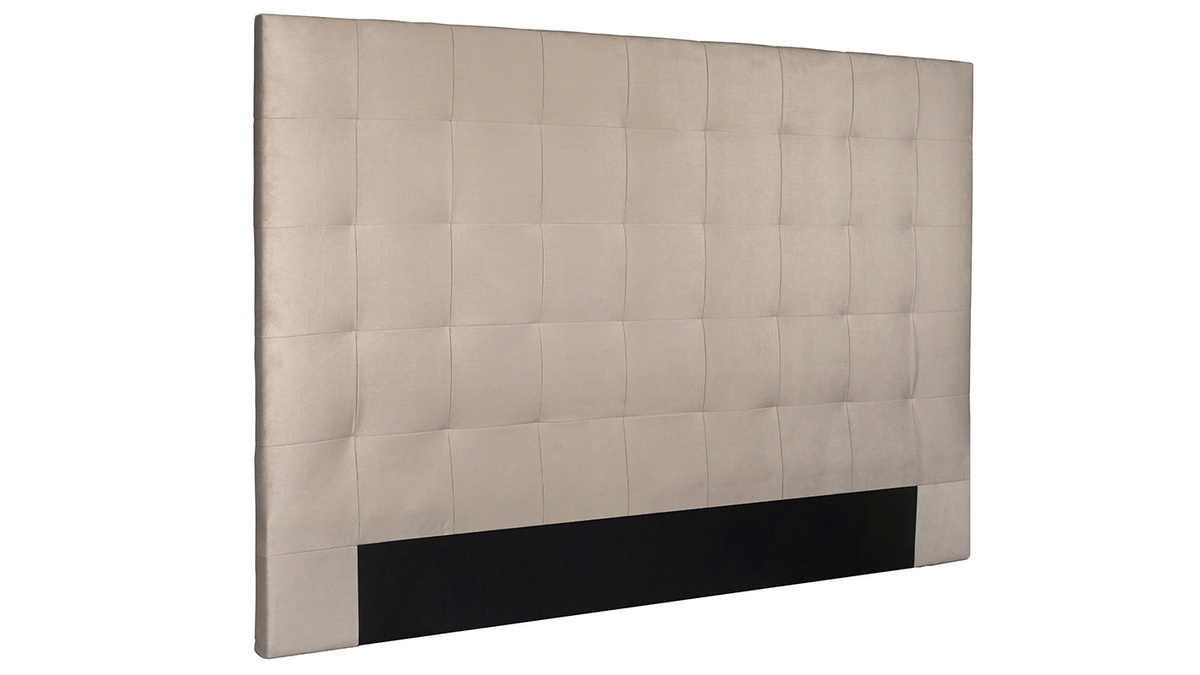 Tête de lit capitonnée en tissu velours taupe L180 cm HALCIONA