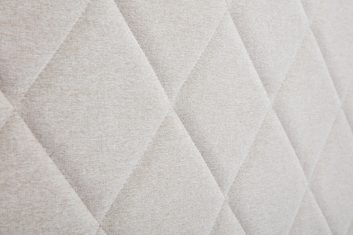 T�te de lit capitonn�e et clout�e en tissu beige 160cm ESMEE