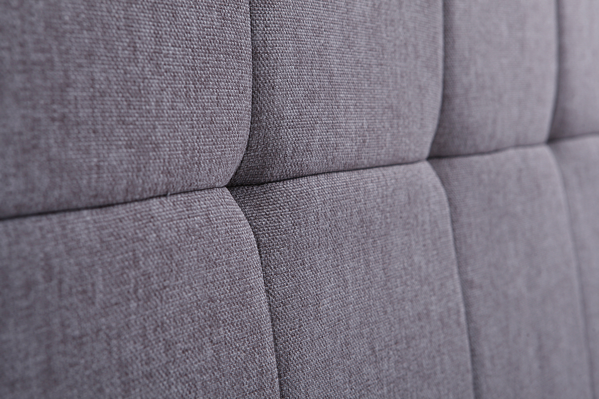 T�te de lit classique tissu gris fonc� 140 cm CLOVIS