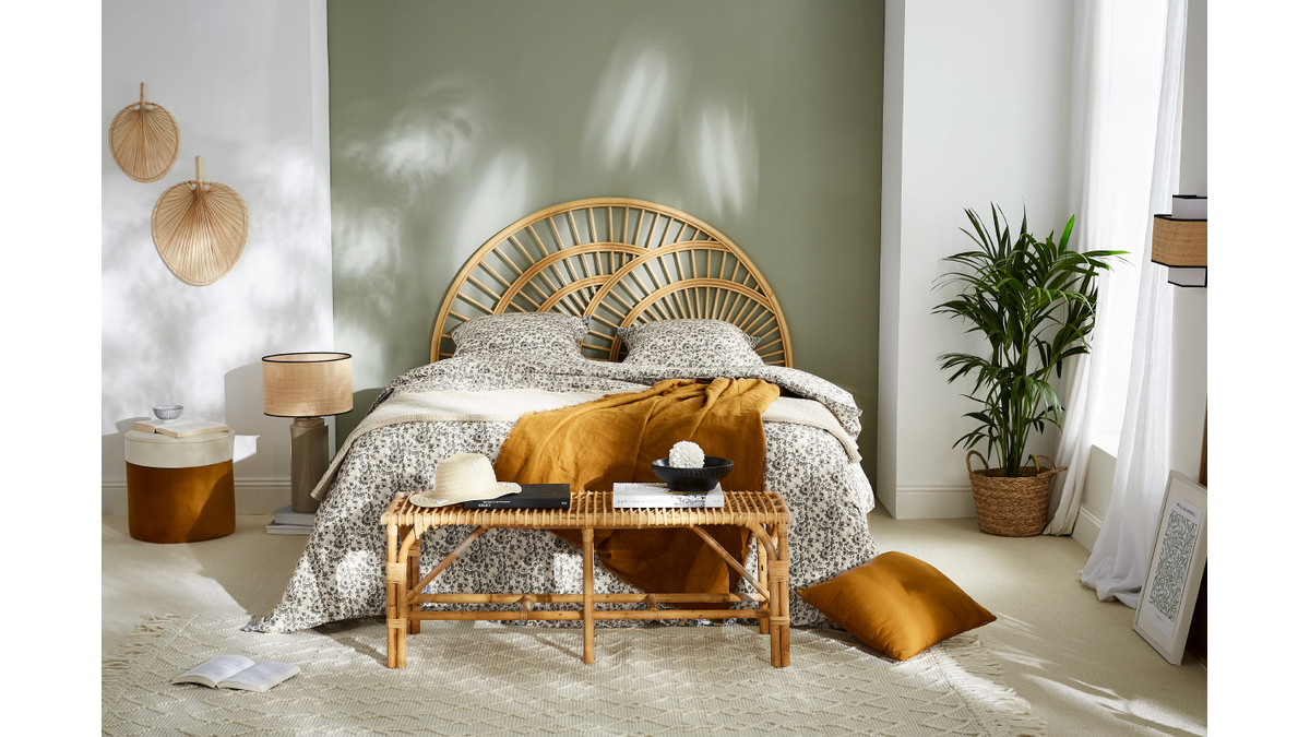 Tête de lit déco en rotin naturel L160 cm SUNNY - Miliboo