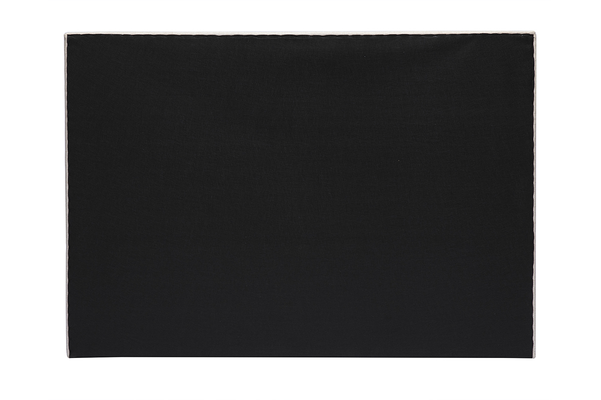 Dos d'une tte de lit en tissu beige crme CLOVIS, vue de face.