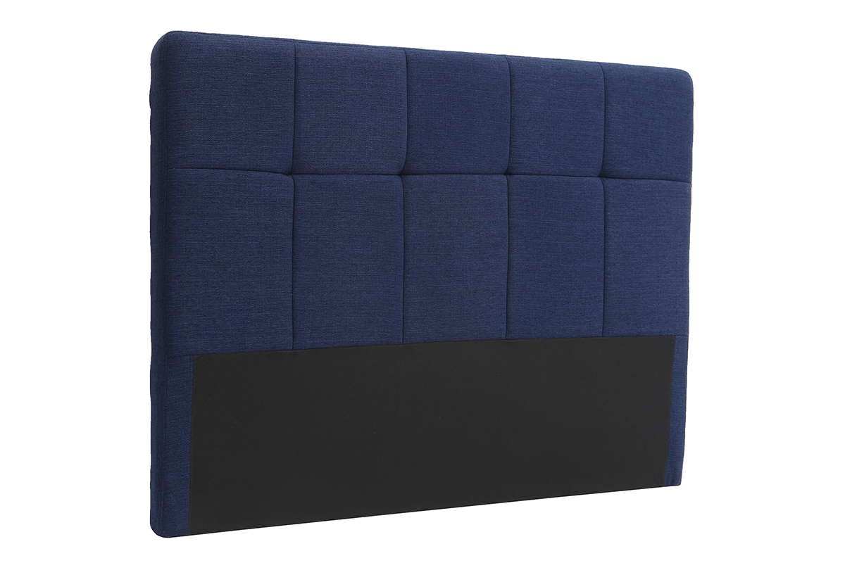 T�te de lit en tissu bleu fonc� L160 cm CLOVIS