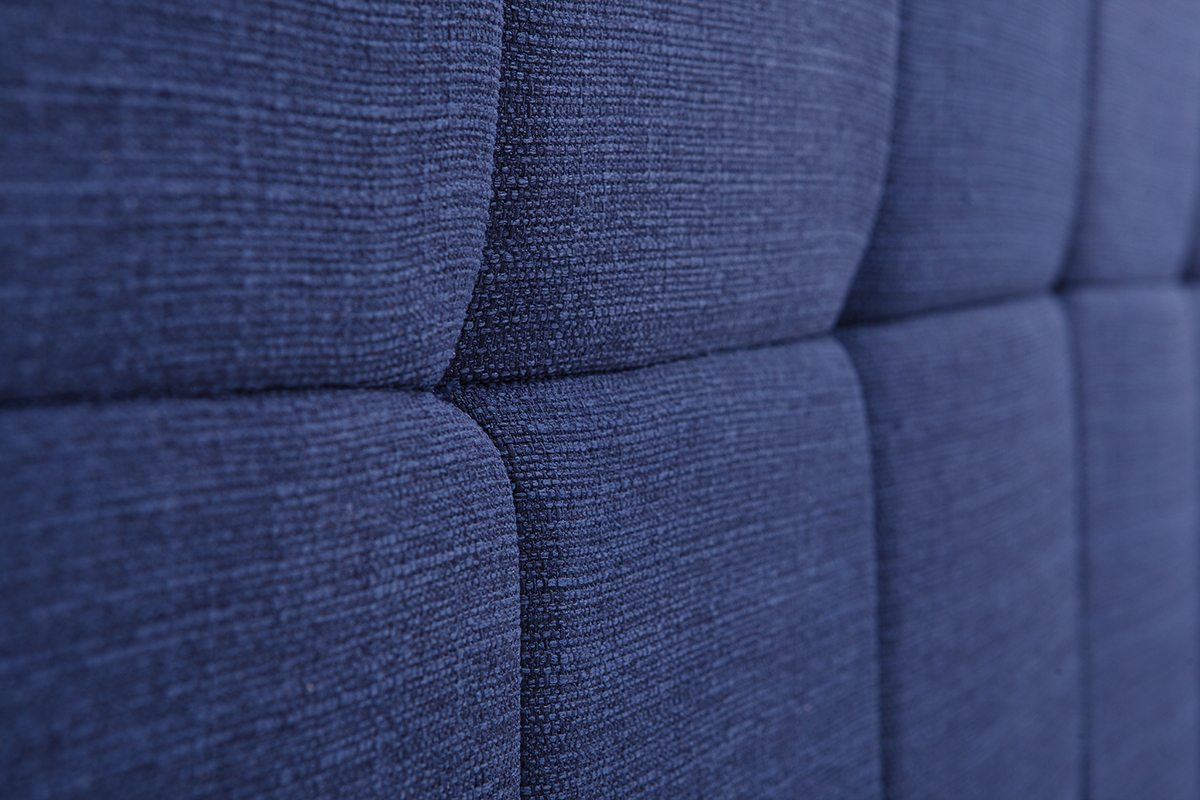 T�te de lit en tissu bleu fonc� L160 cm CLOVIS