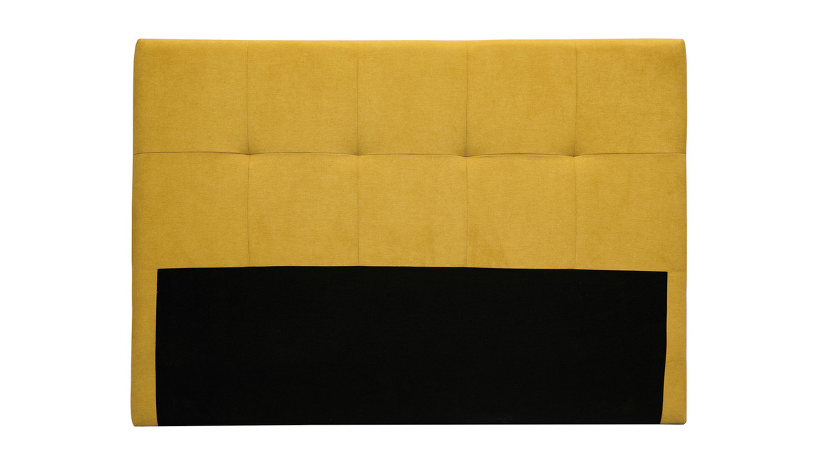 Tête de lit en tissu effet velours jaune moutarde L160 cm CLOVIS