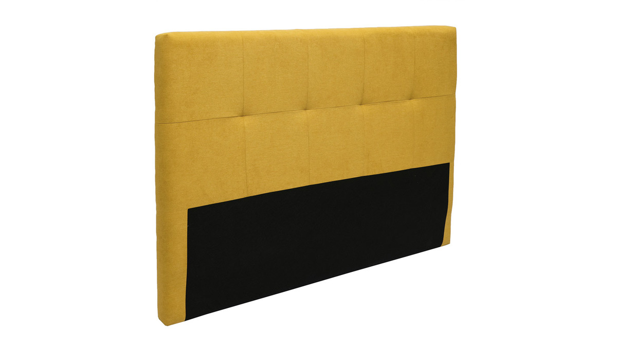 Tête de lit en tissu effet velours jaune moutarde L160 cm CLOVIS