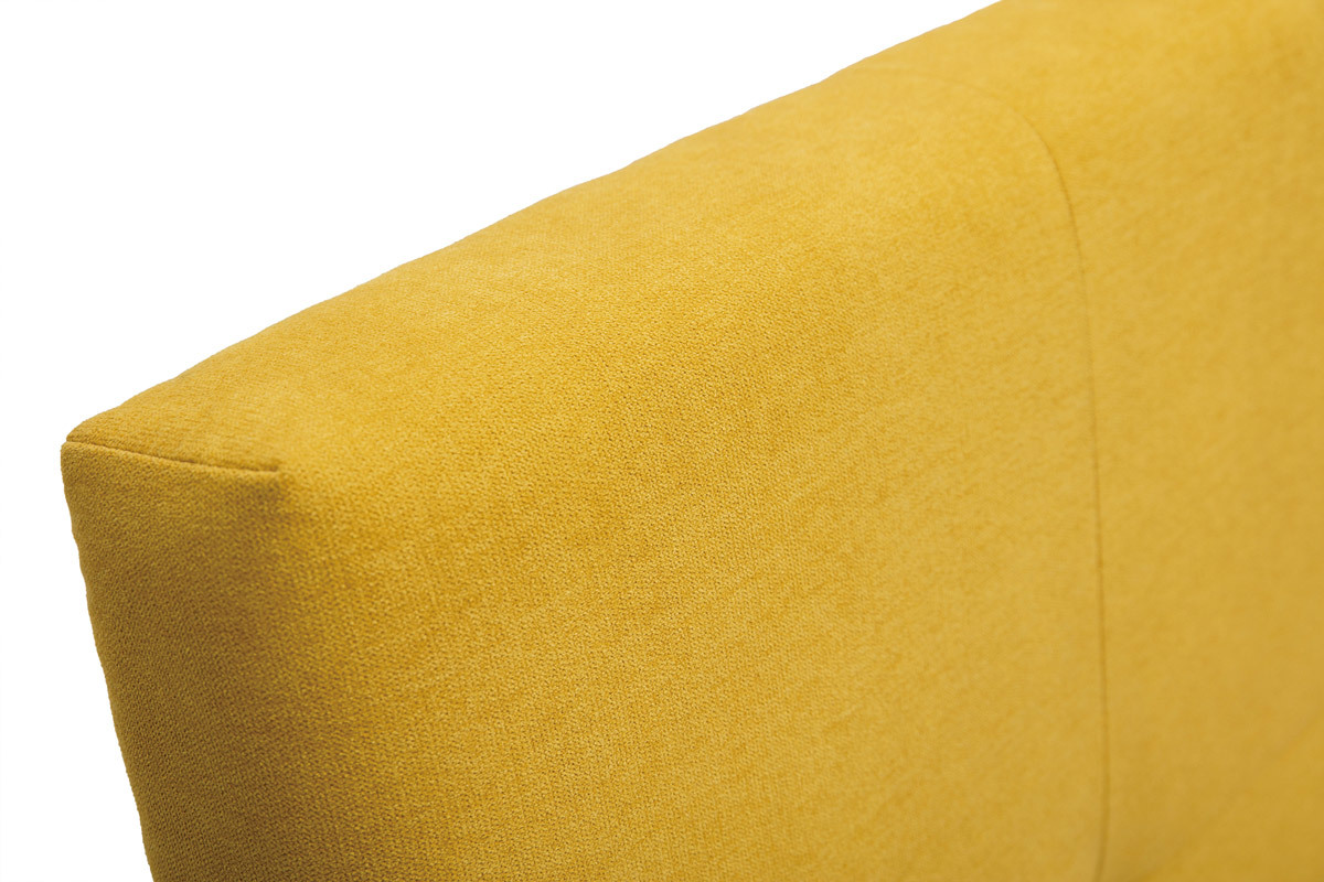 T�te de lit en tissu effet velours jaune moutarde L160 cm CLOVIS