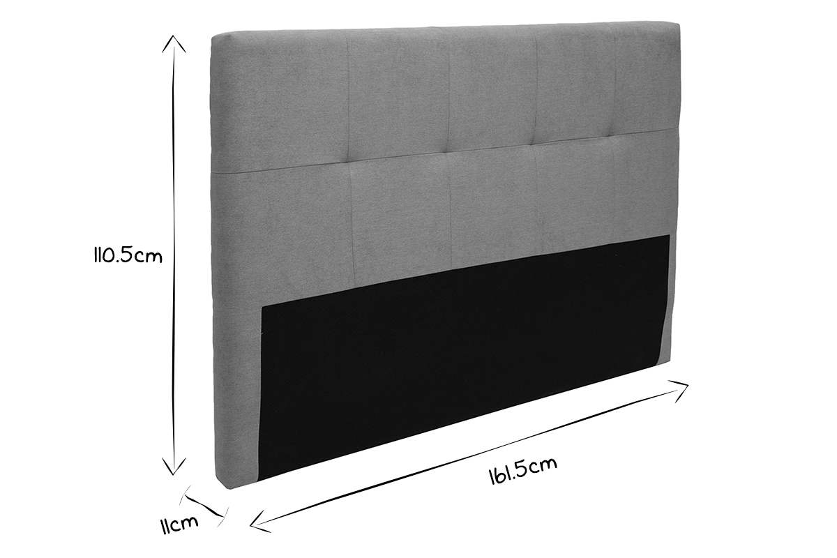 T�te de lit en tissu effet velours jaune moutarde L160 cm CLOVIS