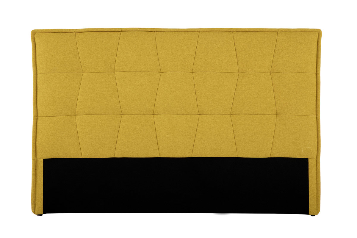 T�te de lit en tissu effet velours jaune moutarde L170 cm SUKA