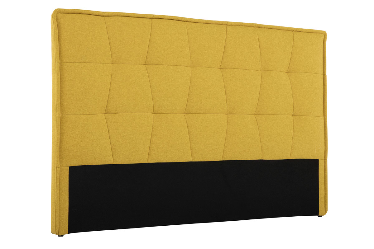 T�te de lit en tissu effet velours jaune moutarde L170 cm SUKA