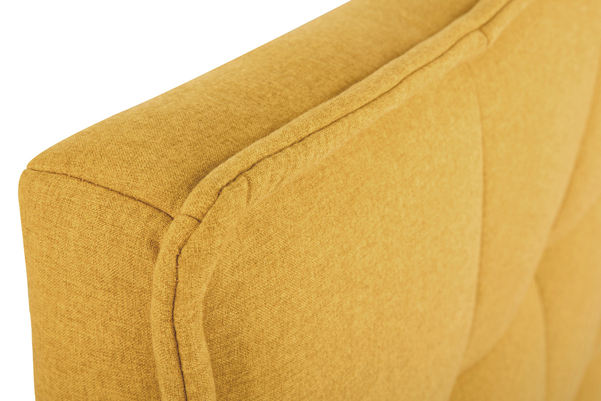 T�te de lit en tissu effet velours jaune moutarde L170 cm SUKA