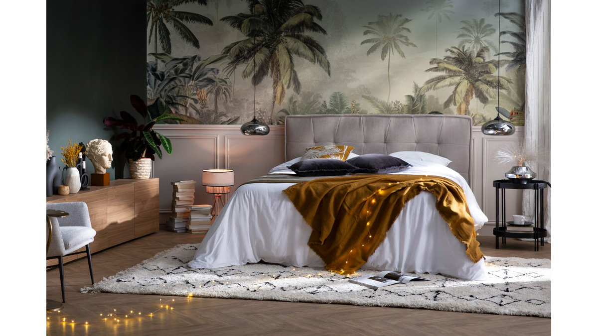 Tête de lit en tissu effet velours jaune moutarde L170 cm SUKA - Miliboo & Stéphane Plaza