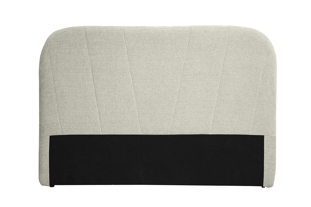 T�te de lit en tissu velours textur� beige, vue de face, 169 cm de large.