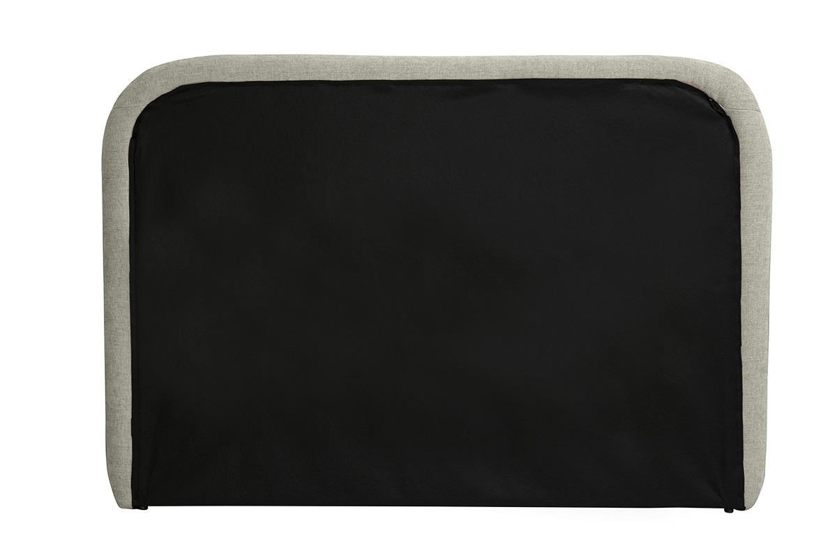 T�te de lit rectangulaire beige en tissu effet velours, vue de dos, dimensions 169 cm.