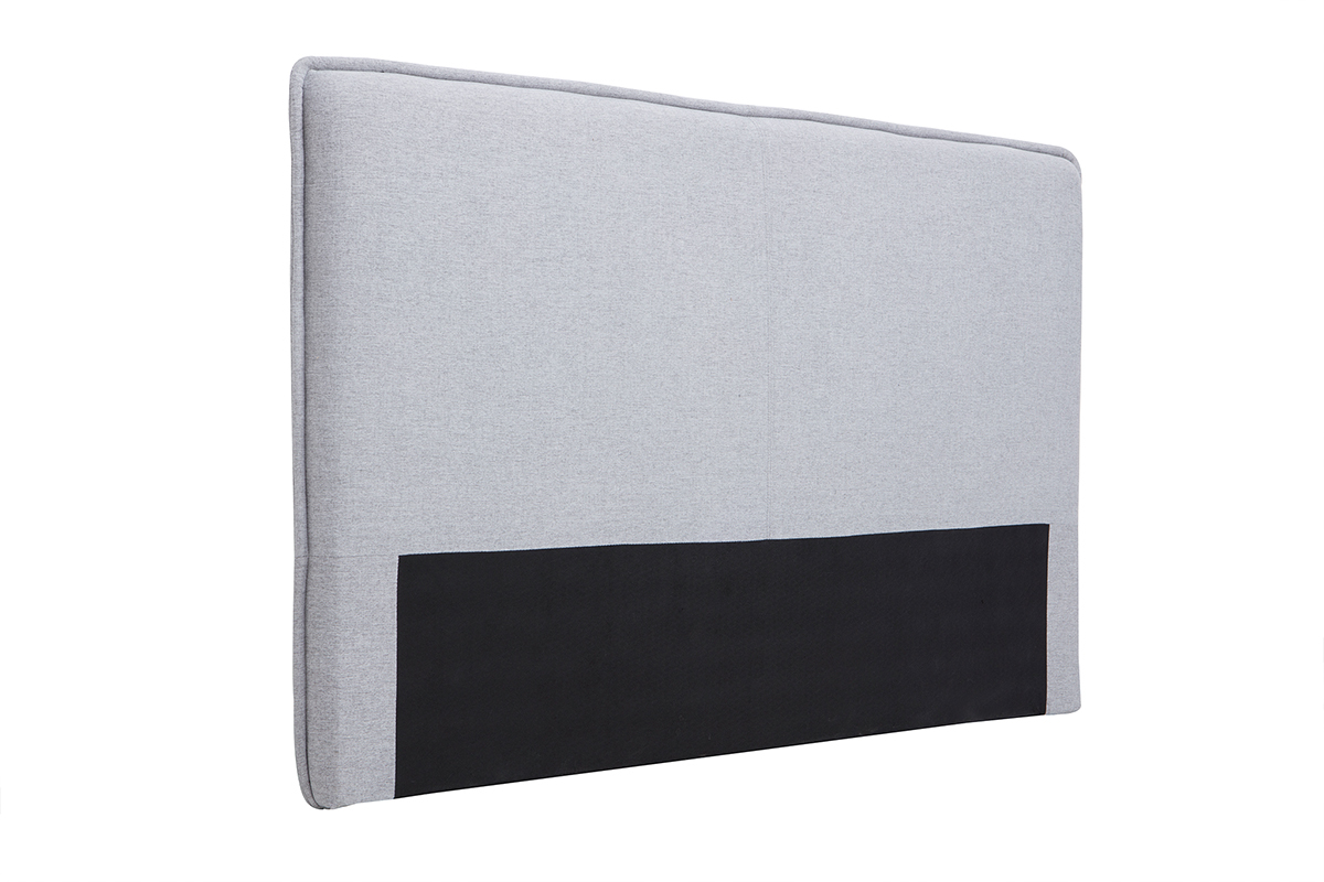 T�te de lit en tissu gris clair L175 cm MARCIA