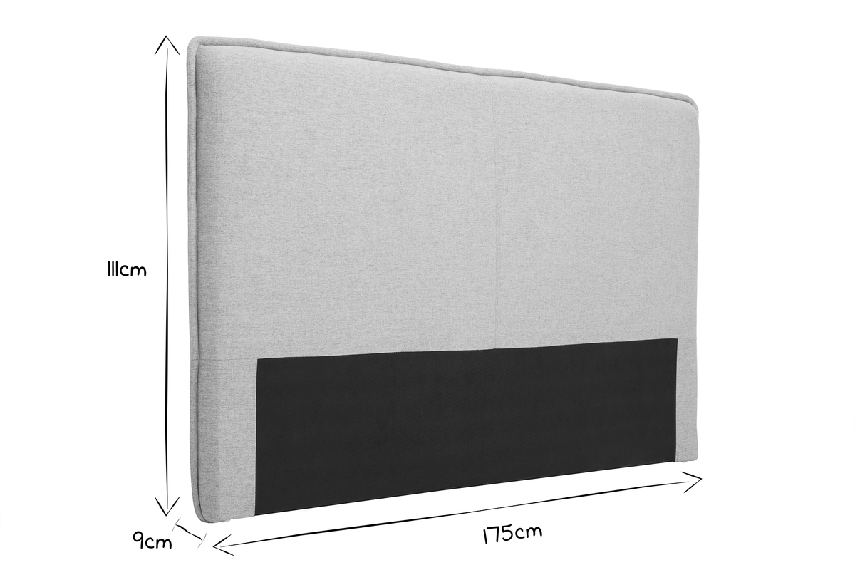 T�te de lit en tissu gris clair L175 cm MARCIA