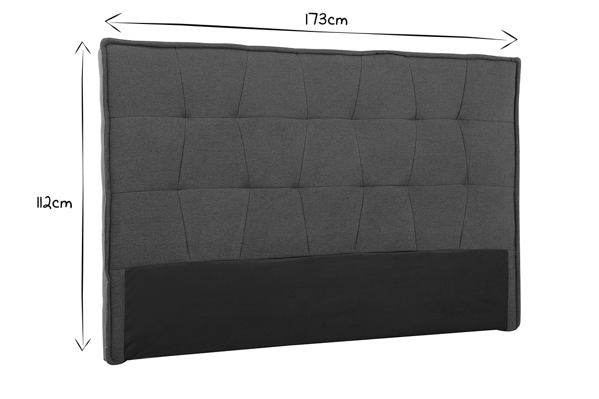 Tte de lit en tissu gris fonc L170 cm SUKA