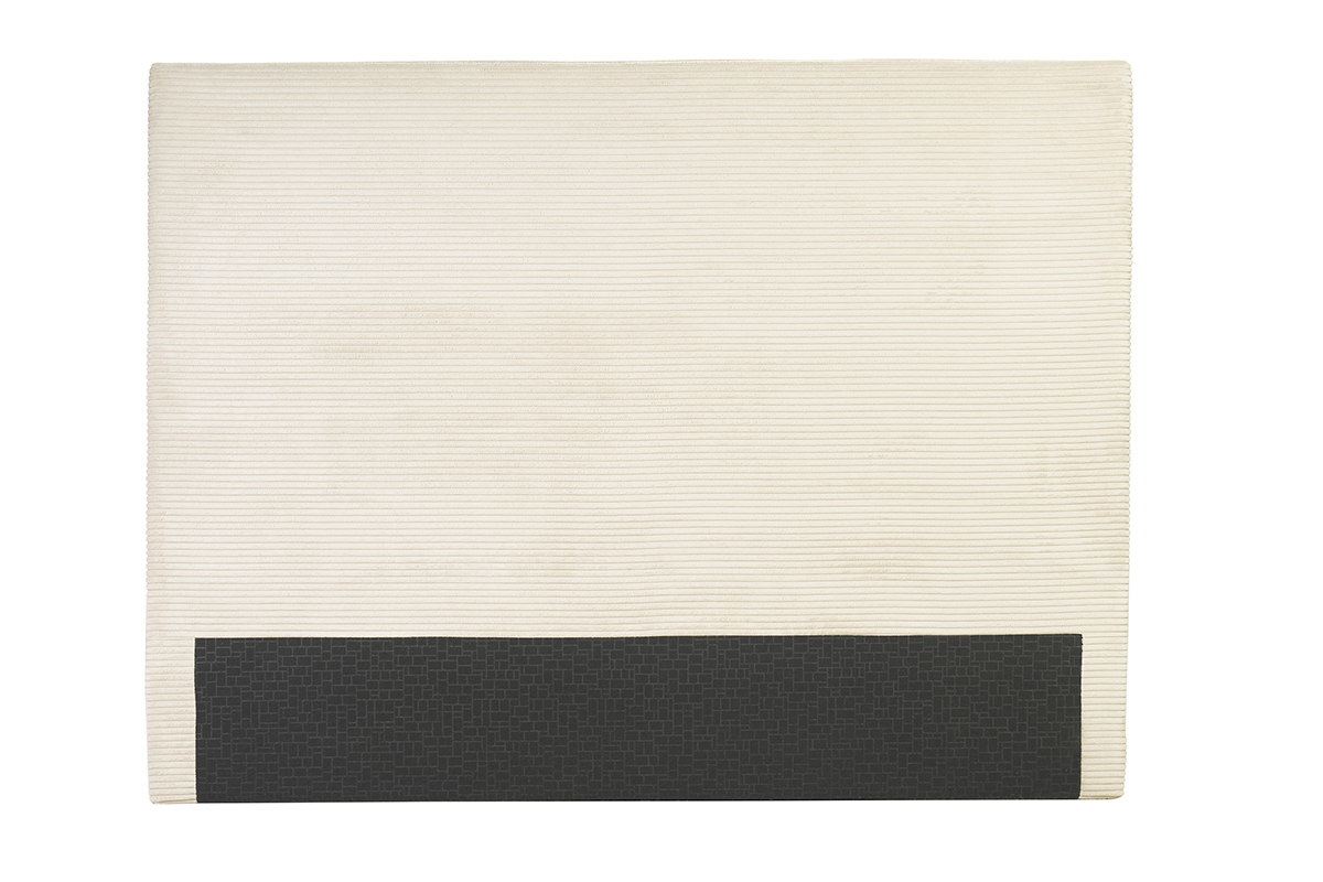 Tte de lit en velours ctel beige vue de face.