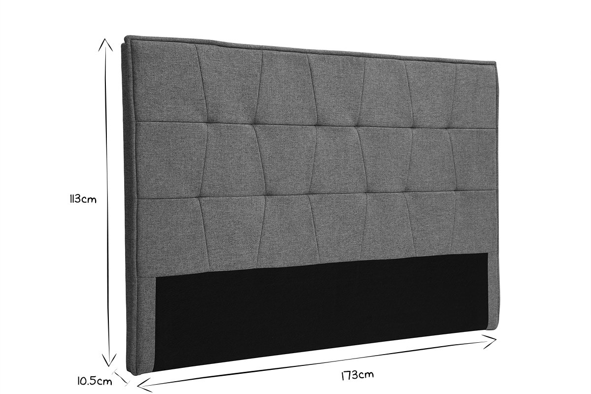 T�te de lit en tissu vert de gris L170 cm SUKA