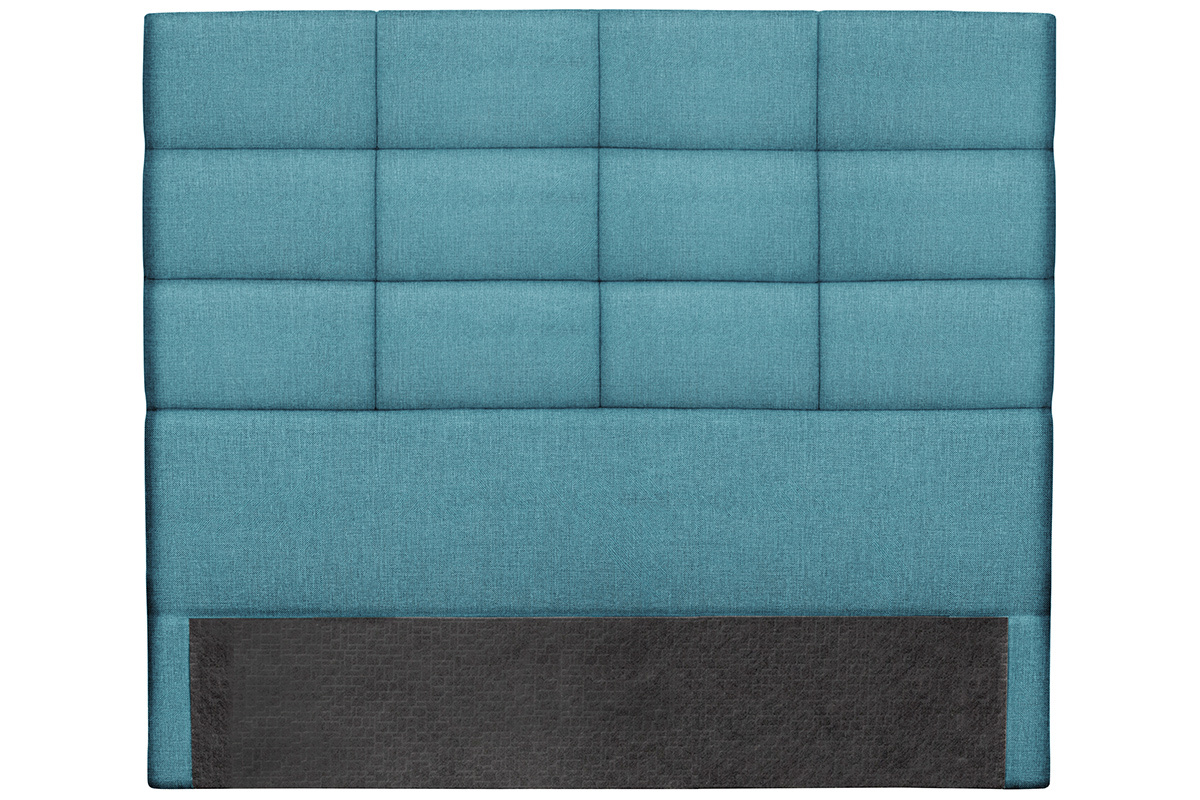 T�te de lit moderne en tissu bleu canard 140 cm ANATOLE