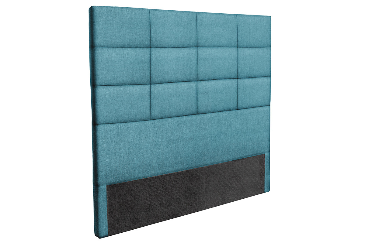 T�te de lit moderne en tissu bleu canard 140 cm ANATOLE