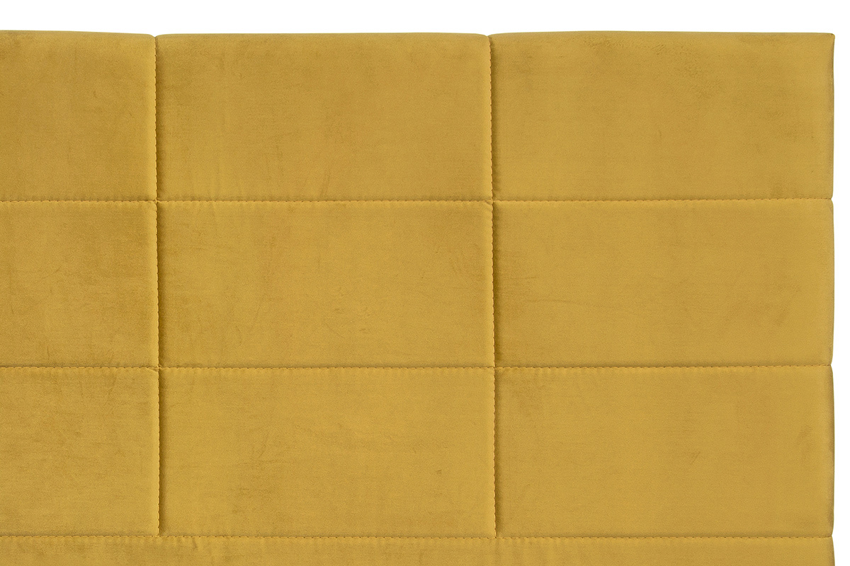 T�te de lit moderne en tissu velours jaune moutarde L160 cm ANATOLE