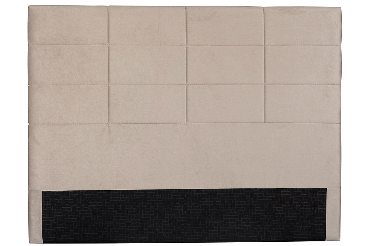 T�te de lit moderne en tissu velours taupe L160 cm ANATOLE