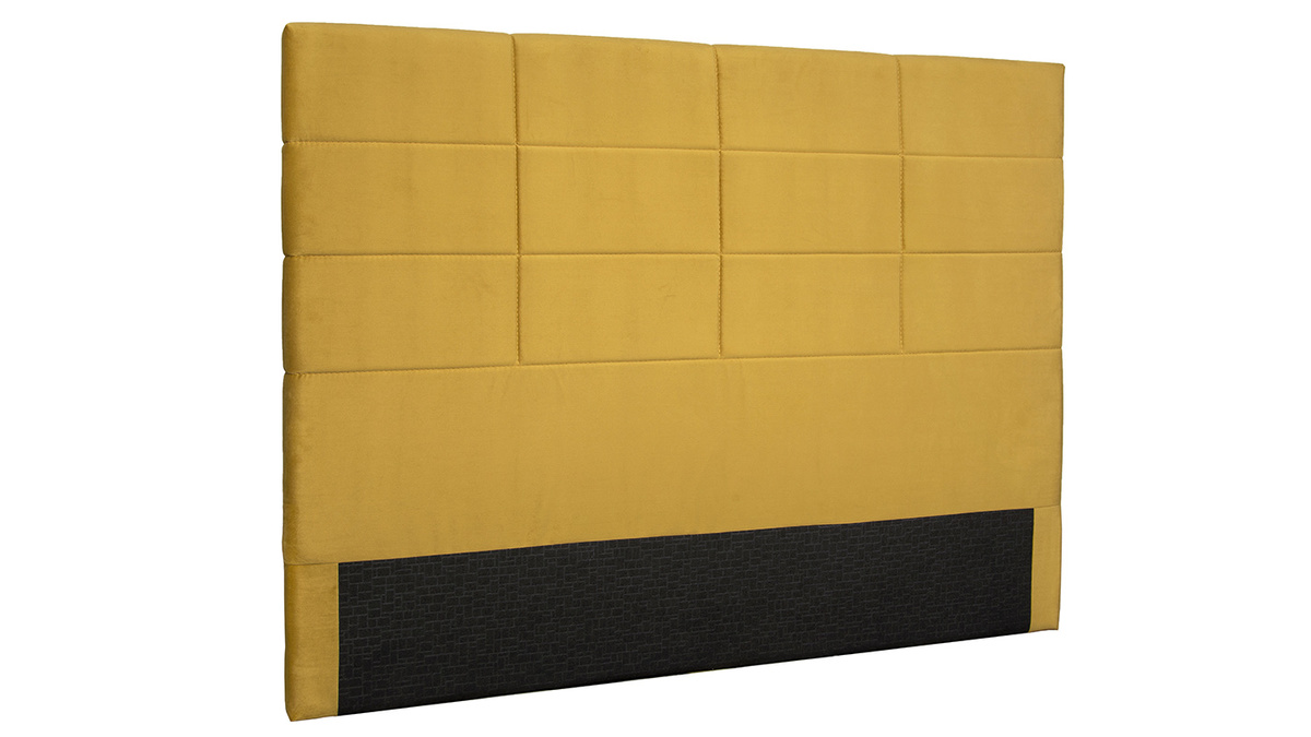 Tête de lit moderne en velours moutarde 160 cm ANATOLE