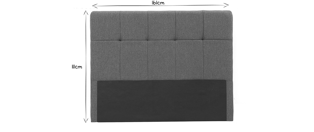 T�te de lit tissu gris fonc� 160 cm CLOVIS