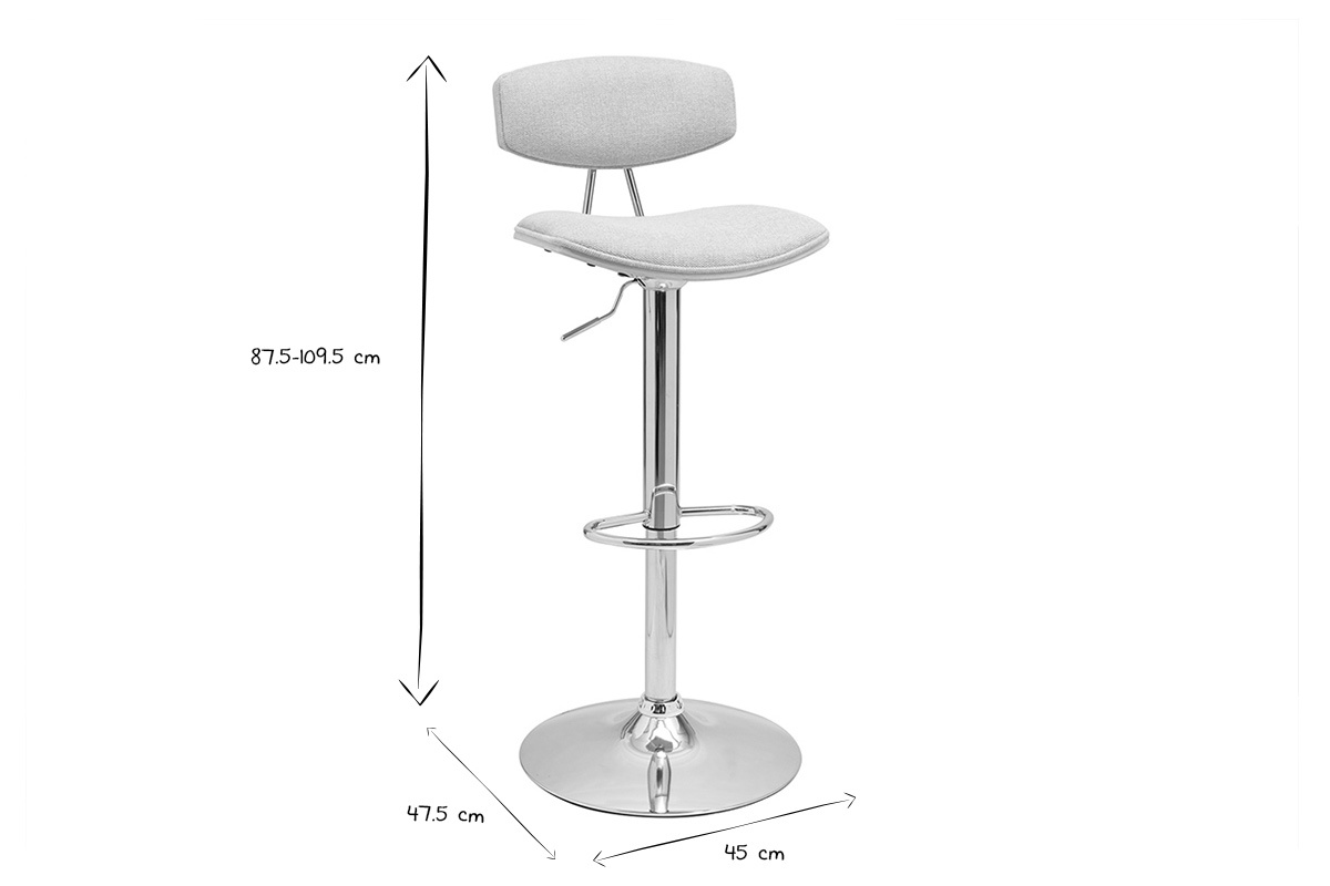 VASCO Tabourets de bar design r�glables en tissu effet velours textur� beige et m�tal ( lot de 2 )