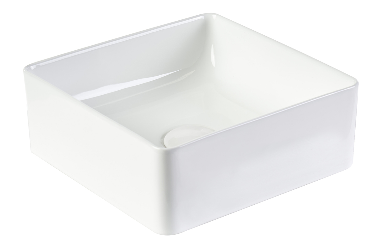Vasque carr�e en c�ramique blanche L30.5 cm CLEMI