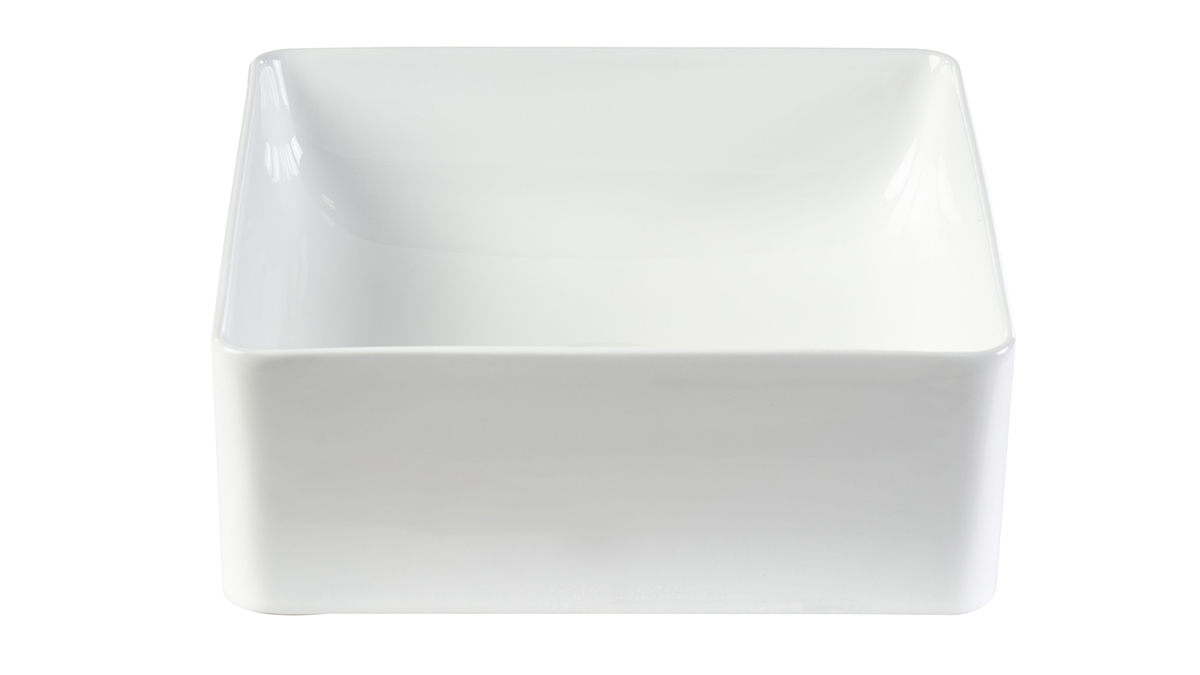 Vasque carr�e en c�ramique blanche L30.5 cm CLEMI