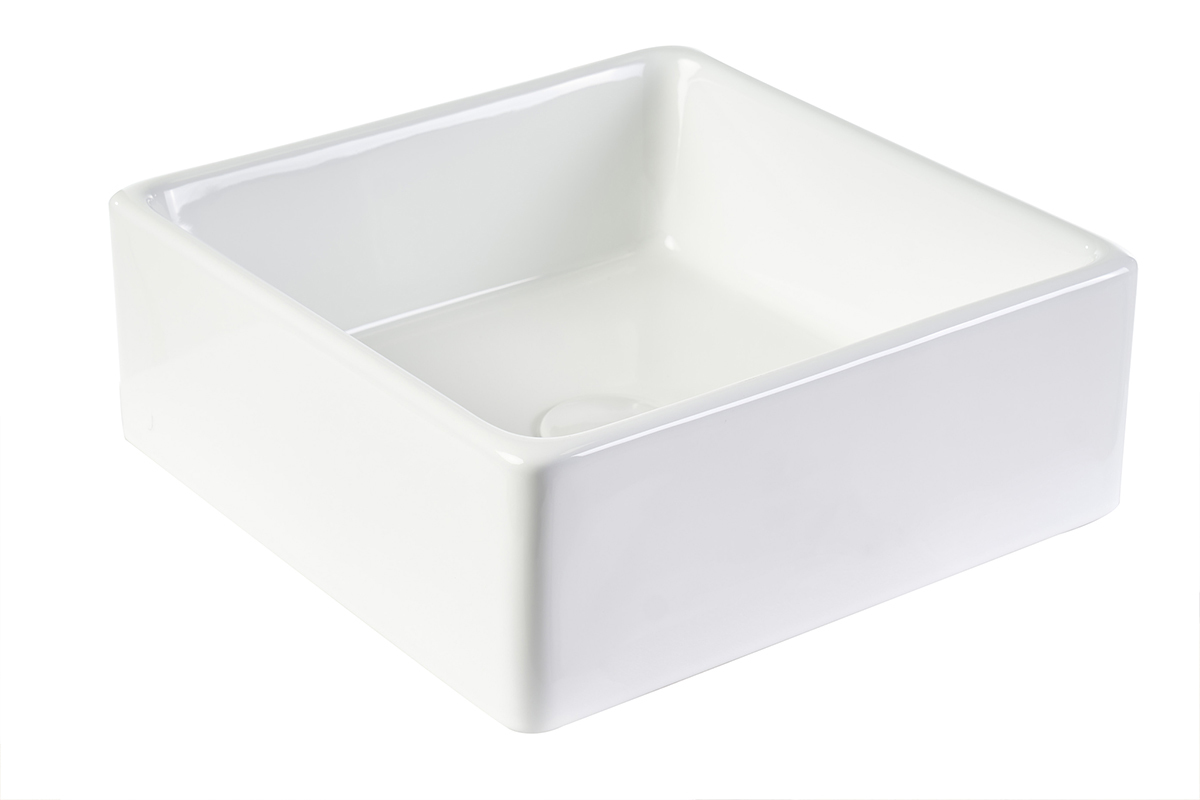 Vasque carr�e en c�ramique blanche L39 cm MILA