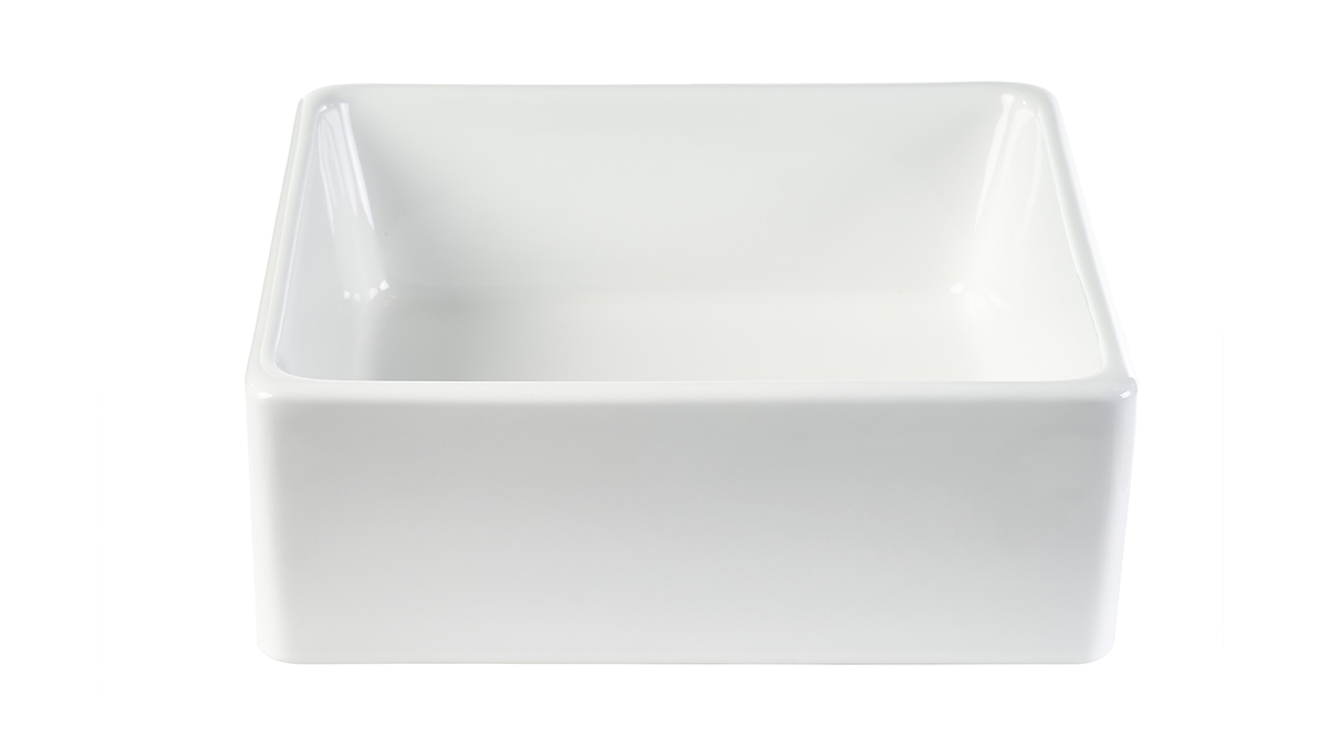 Vasque carr�e en c�ramique blanche L39 cm MILA