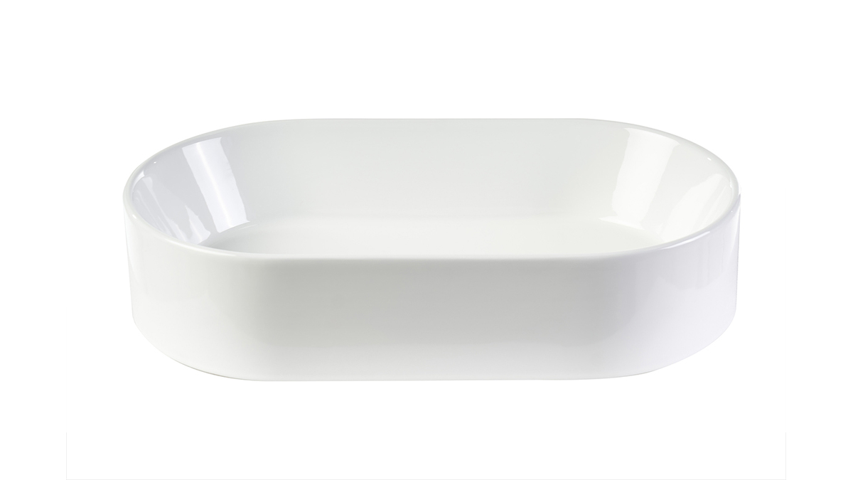 Vasque ovale en c�ramique blanche L52.5 cm YARA