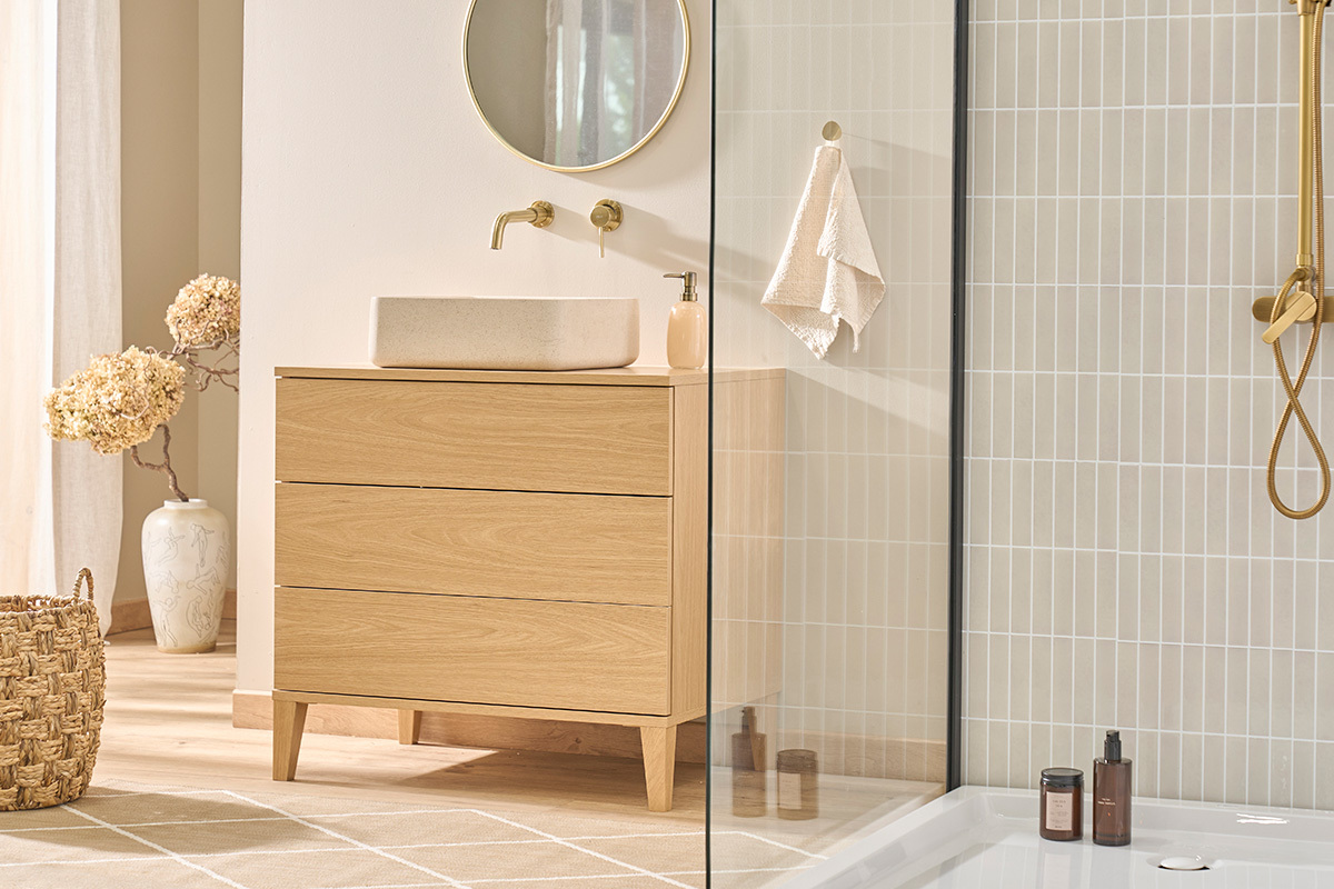 Vasque rectangulaire en pierre naturelle beige L48 cm ALIZEE