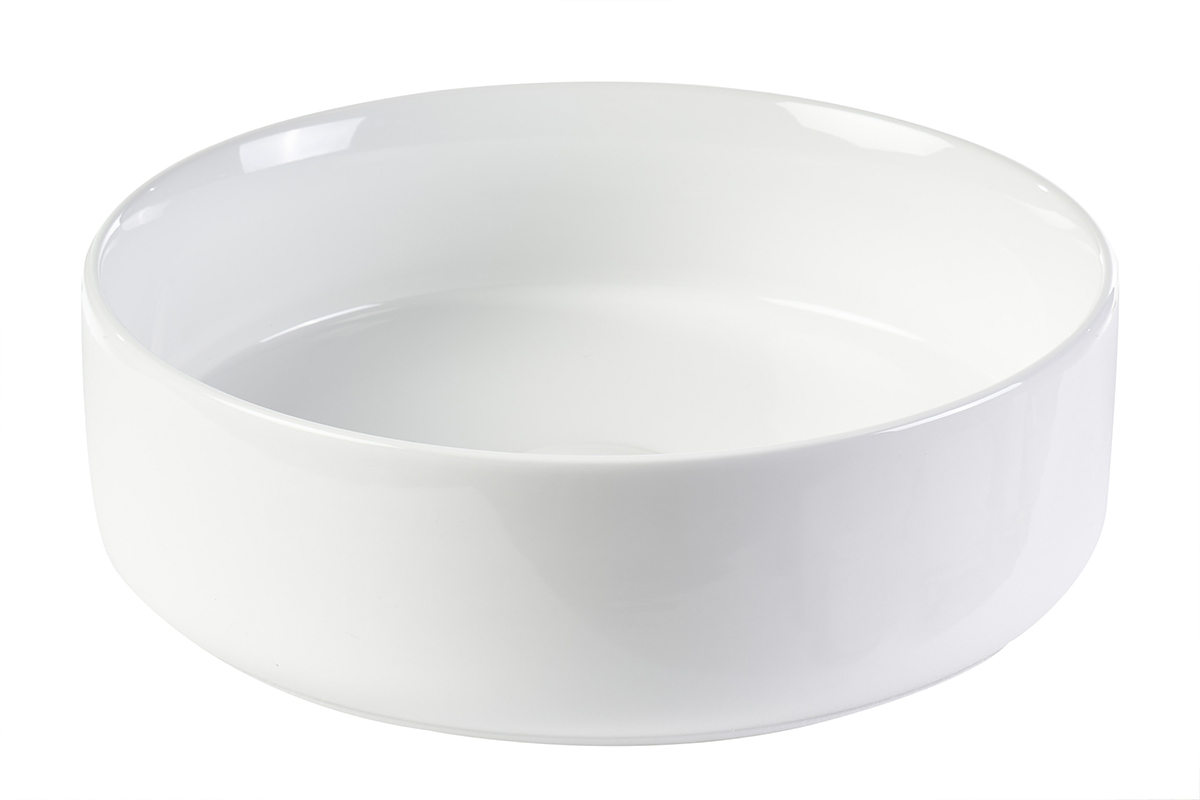 Vasque ronde en c�ramique blanche D40.5 cm ISLA, vue de face sur fond blanc.